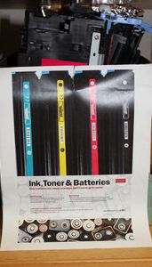 Ink, toner and battery recycling station.