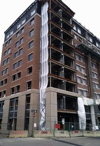 Brick work on the student residence is nearing completion.