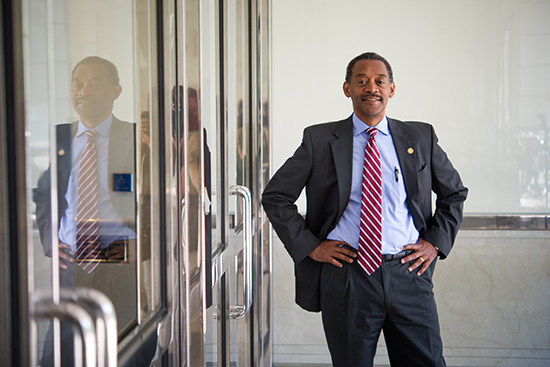 Vascular surgeon Jonathan Woodson, a MED professor and former associate dean and former US Department of Defense assistant secretary for health affairs, will head the University-wide, Questrom-based Institute for Health System Innovation and Policy. Photo by Cydney Scott