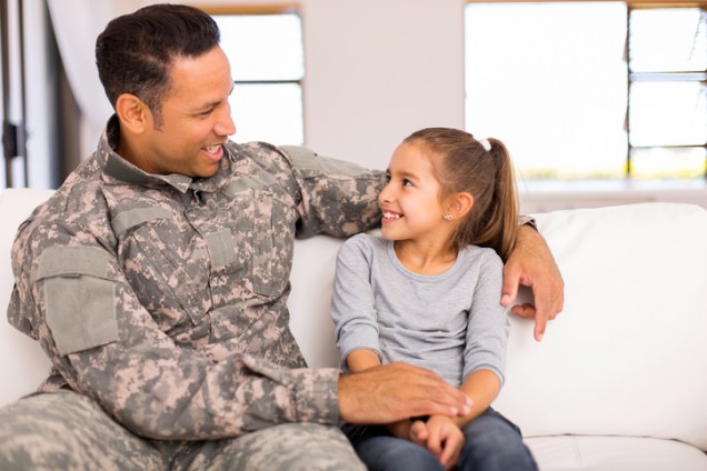 COM_military father with his daughter sitting at home