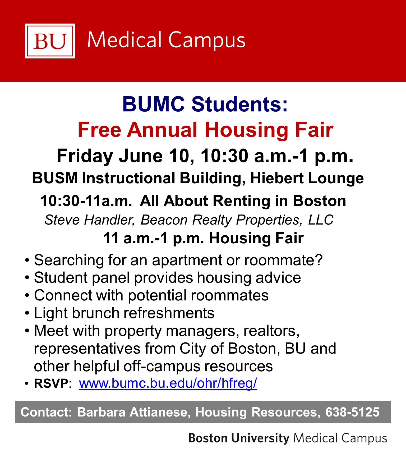 BUMC Housing Fair Student Announcment 2016