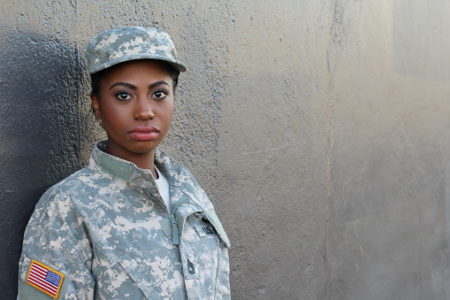 Female American Soldier - Stock image