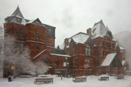 Talbot Building in winter, BU Medical Campus
