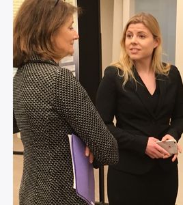 Research fellow Susanna De Geus, MD, with 2017 Grasberger Research Symposium Lecture and Visiting Professorship, Mary T. Hawn, MD, MPH, Professor and Chair of Surgery, Stanford School of Medicine.