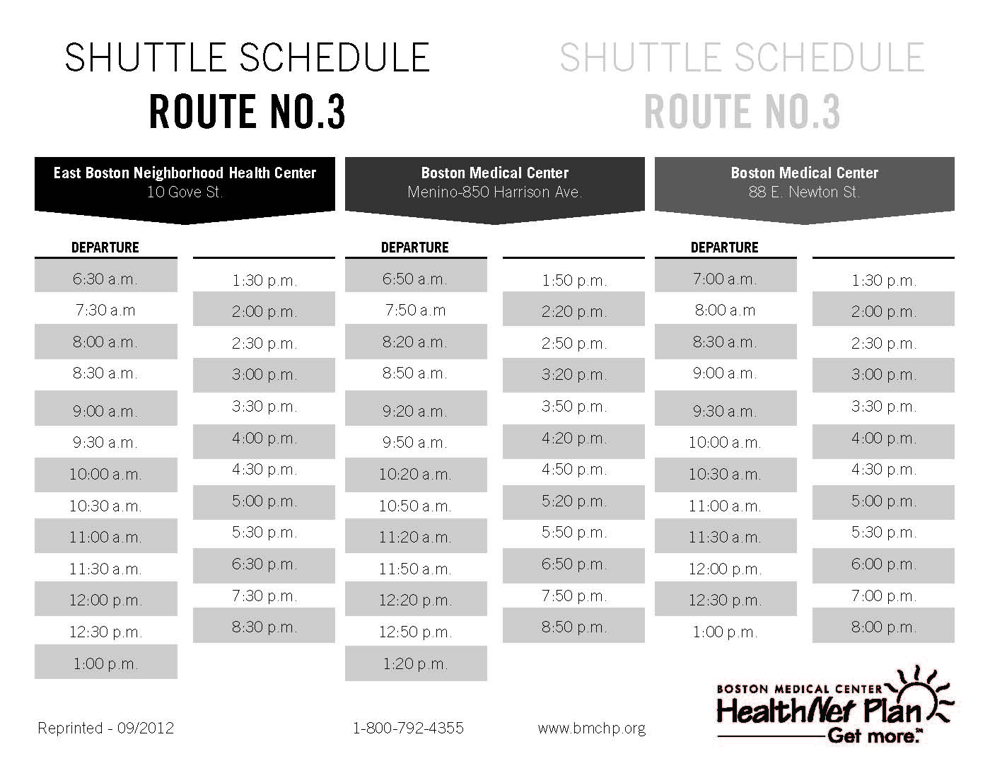 Bu Bus Schedule.