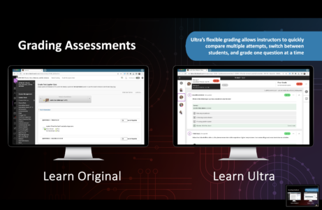 Screenshot of Blackboard Original and Ultra comparison on grading assessment