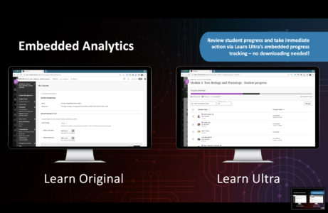 Screenshot of Blackboard Original and Ultra comparison on embedded analytics