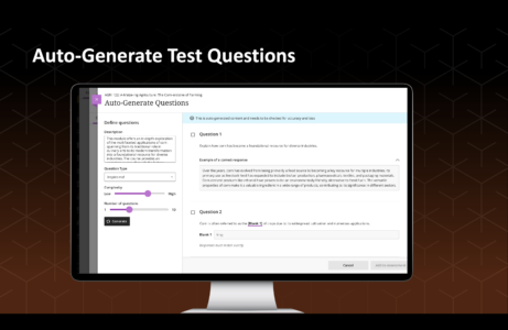 Screenshot of AI Design Assistant for generating Test Questions