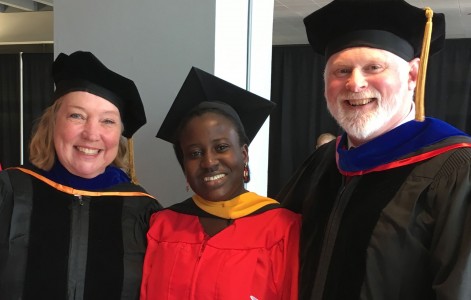 Lois Bayigga with Drs Anderson and Andry at graduation (2) 2016