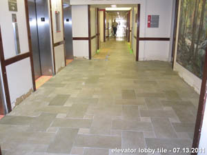 elevator lobby tile web New tile installed in lobby area.