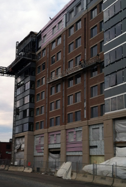 Progress on the exterior of the student residence. Progress on the exterior of the student residence.