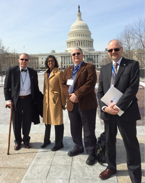 (l-r) Joe McInerney , Shoumita Dasgupta, Doug Rosene and Dan Remick advocating for science