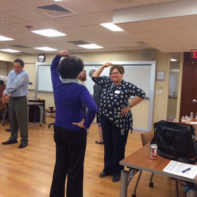 Researcher Carmela Abraham during the improvisation workshop.