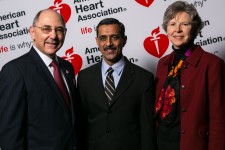 (l to r) AHA President Elliott Antman, MD, Vasan Ramachadran, MD, BUMC Provost and BUSM Dean Karen Antman, MD