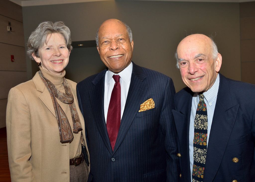 Dean Karen Antman, MD; Louis Sullivan, MD '58, and Aram Chobanian, MD