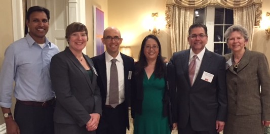 These were some of the BUSM faculty being honored by President Brown for their academic promotions at a reception at Sloan House the evening of 9/3. Could you make sure we have their degrees and academic ranks correct? From left to right Drs.  •	Arvin Garg, MD. pediatrics,  •	Ann Zumwalt, Anatomy and Neurobiology •	Marc Lenberg •	Haiyan Gong, MD, PhD, Professor of Ophthalmology •	Greg Grillone, Otolarygology •	Karen Antman, Dean 