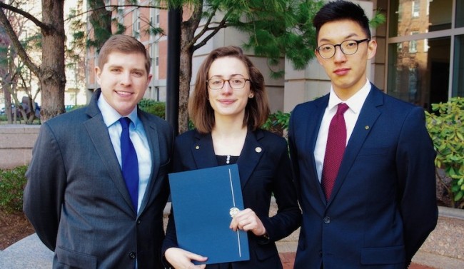 BUMC Climate Action Group student members  (l to r)( Brad Zehr (BUSM '17), Paige Machado (BUSM '18) and Jason Park (BUSM  '19).