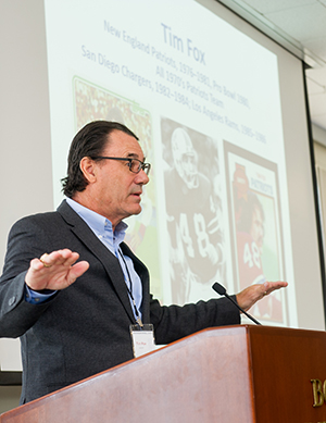 The title of Fox’s talk to the researchers: “My Personal Journey Dealing with the Long Term Consequences of Playing the Game I Love.”