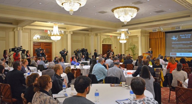 Ann McKee, MD presents at press conference