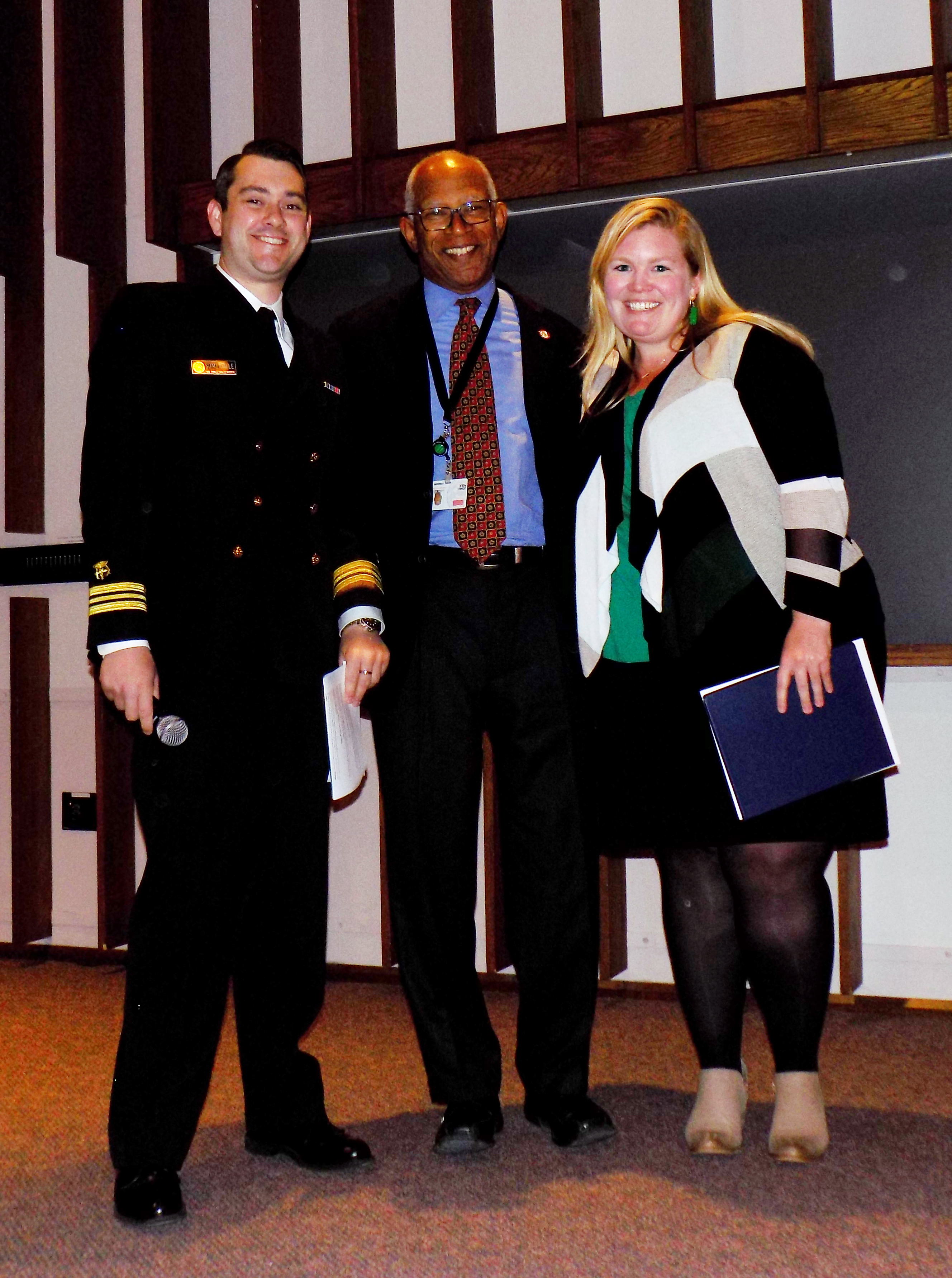 LCD Nick Somerville, PHS Medical Officer, John Polk, MD, EdM, assistant dean for student affairs at BUSM, Lauren Sweetser, BUSM ‘17