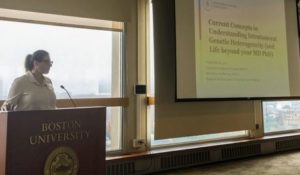 Christine Iacobuzio-Donahue, MD, PhD, presents during retreat.