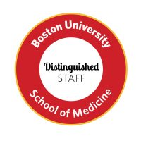 BUSM Distinguished Staff of the Month logo.