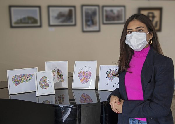 Tania Lopez with her kidney drawings