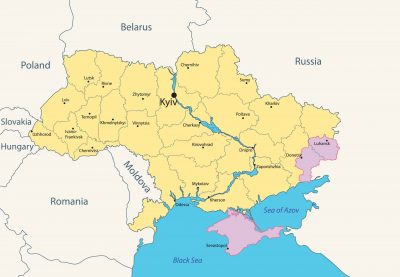 map of Ukraine in yellow