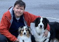 Chris Dorney with his two dogs