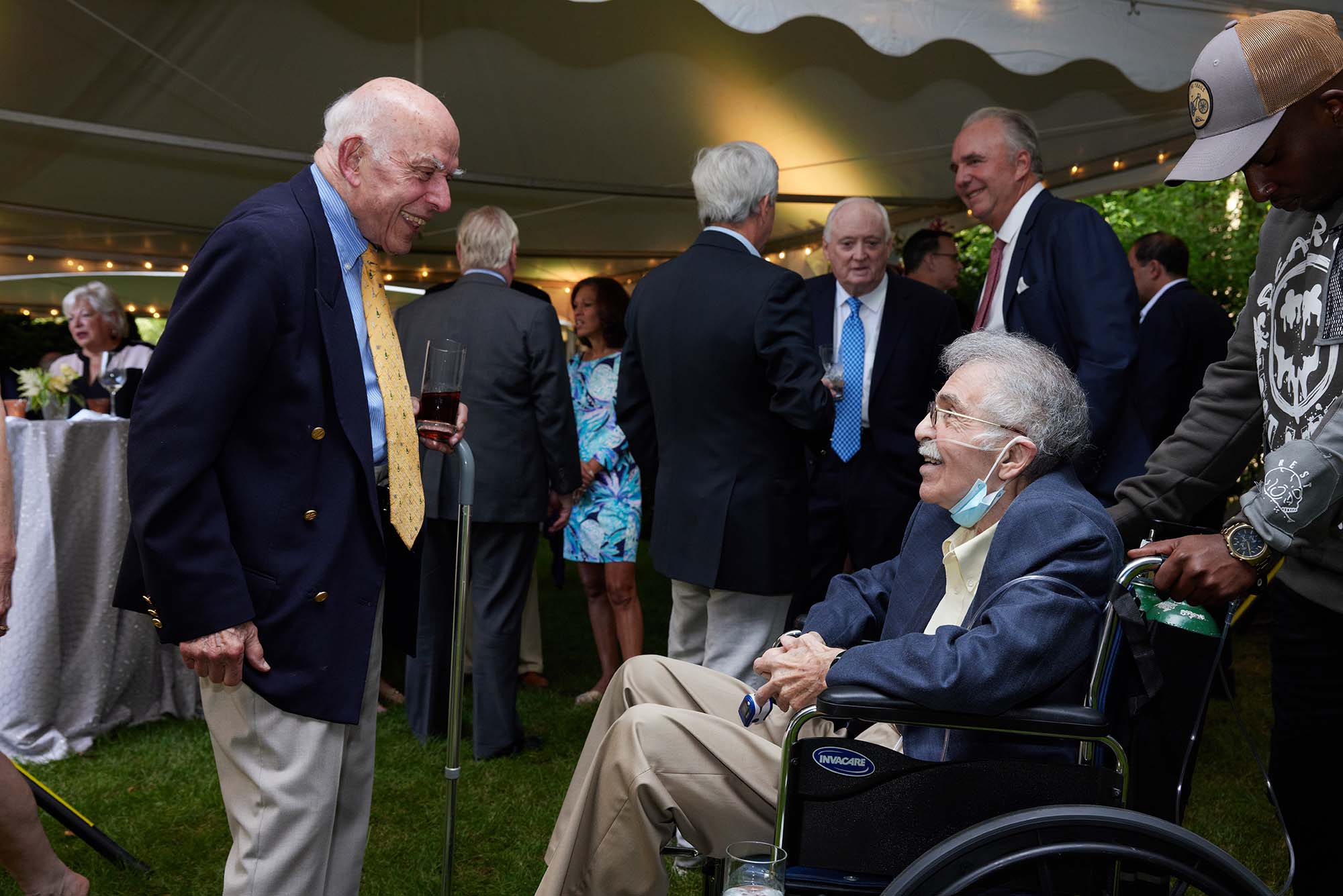 Dr. Chobanian and Mr. Avedisian at the Slone House ceremony smiling at one another