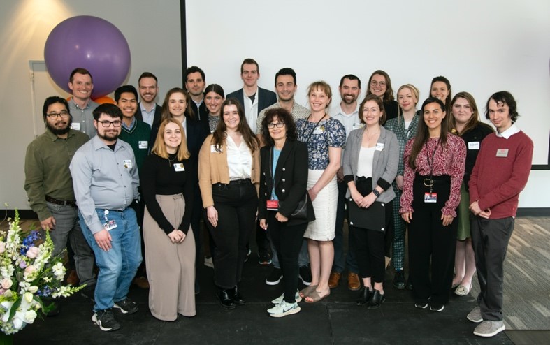 Russek Day winners pose with Shelley Russek and James Mazarakis 