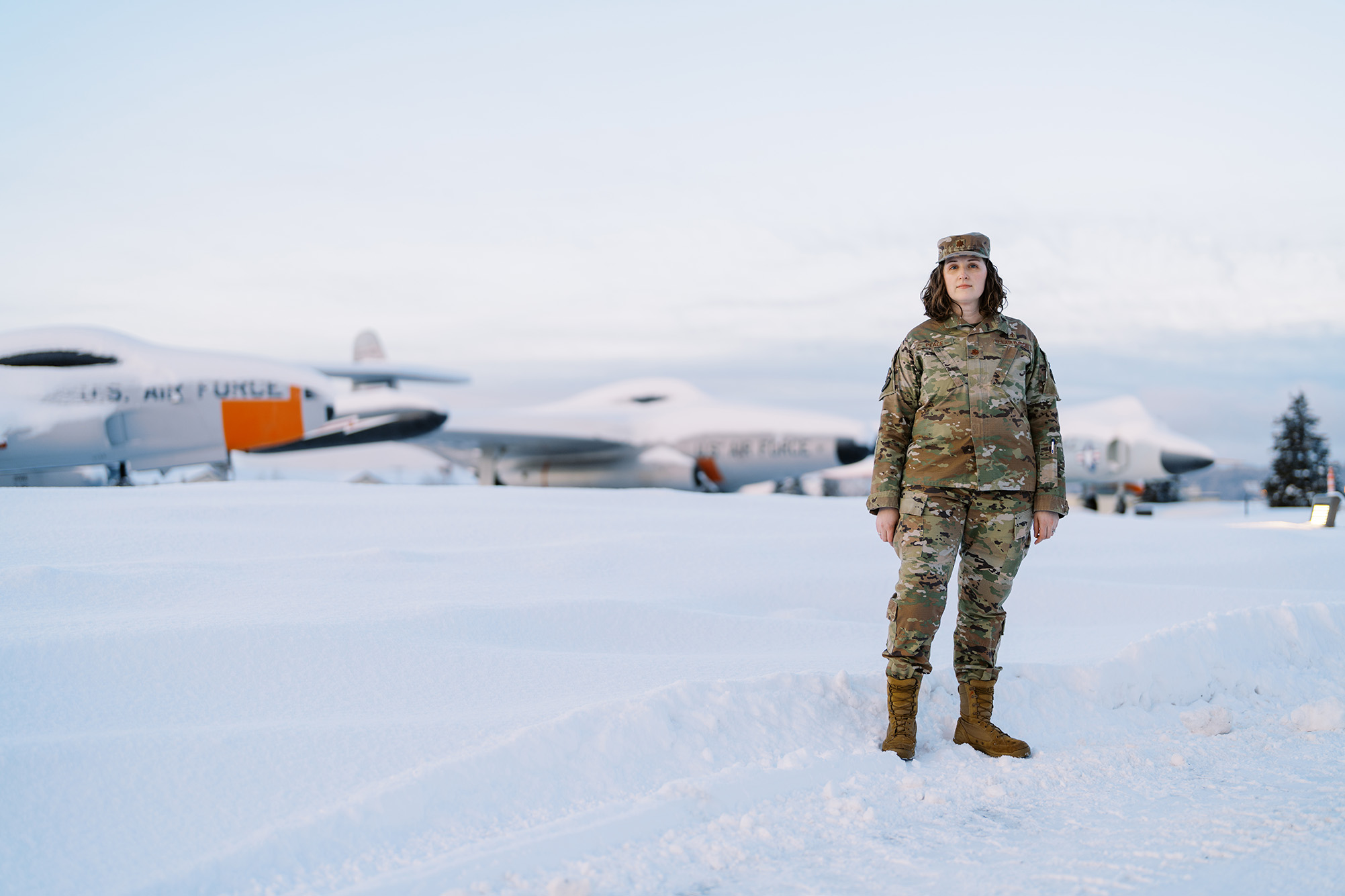 USAF Maj. Kaitlin Peace outside in Alaska