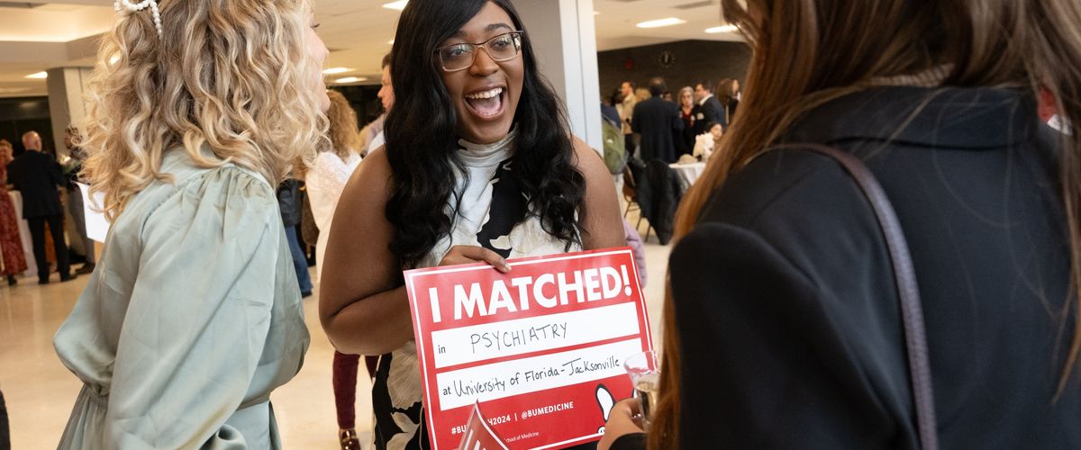 Happy student during Match Day.