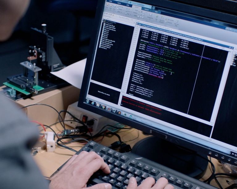 A person coding.
