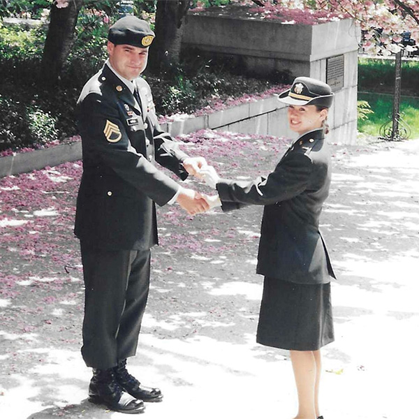 Photo of Anna Hohler, MD’98, with her brother Staff Sergeant Gerald DePold in 1995