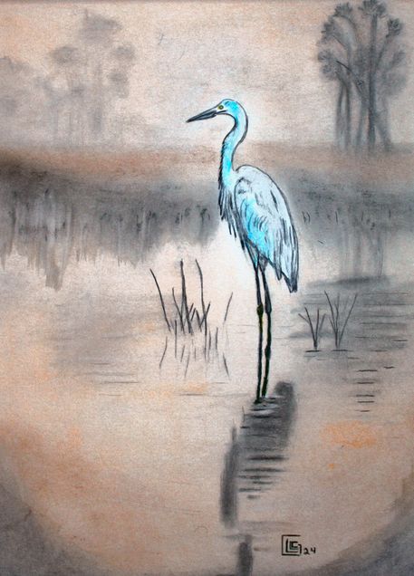 Blue Heron painting