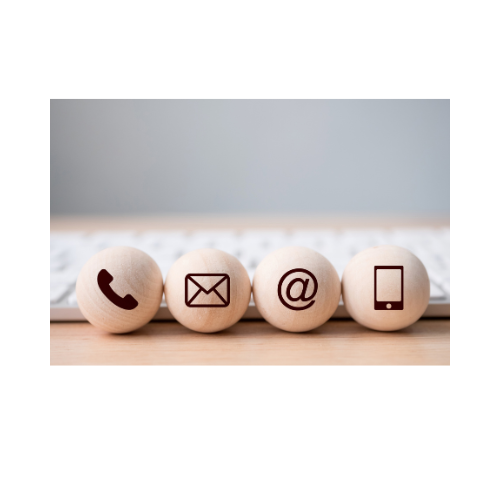 white pingpong balls with phone envelope at sign and paper printed in black