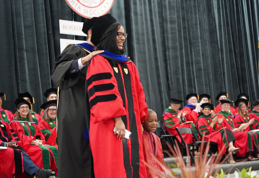 PhD student speaker Josiane Fofana shared the special moment with her 3-year-old child.