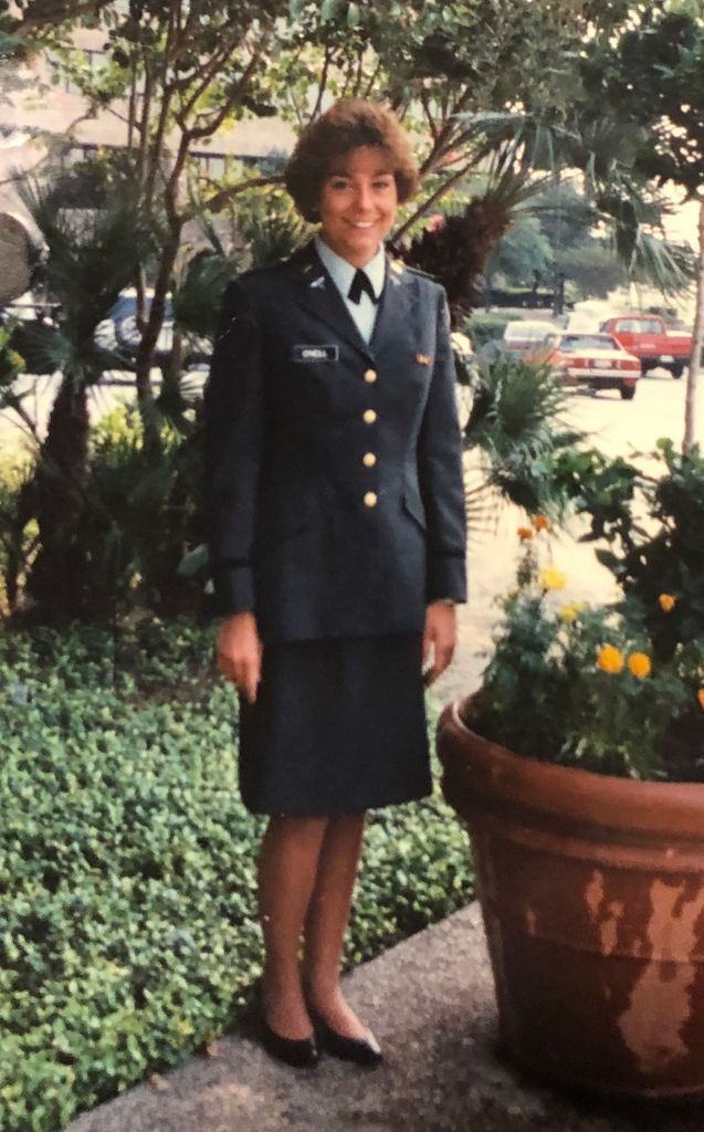 Kim Dever, MD (CAMED’92), after completing the Officers Basic Training course at Fort Sam Houston in San Antonio, Texas.