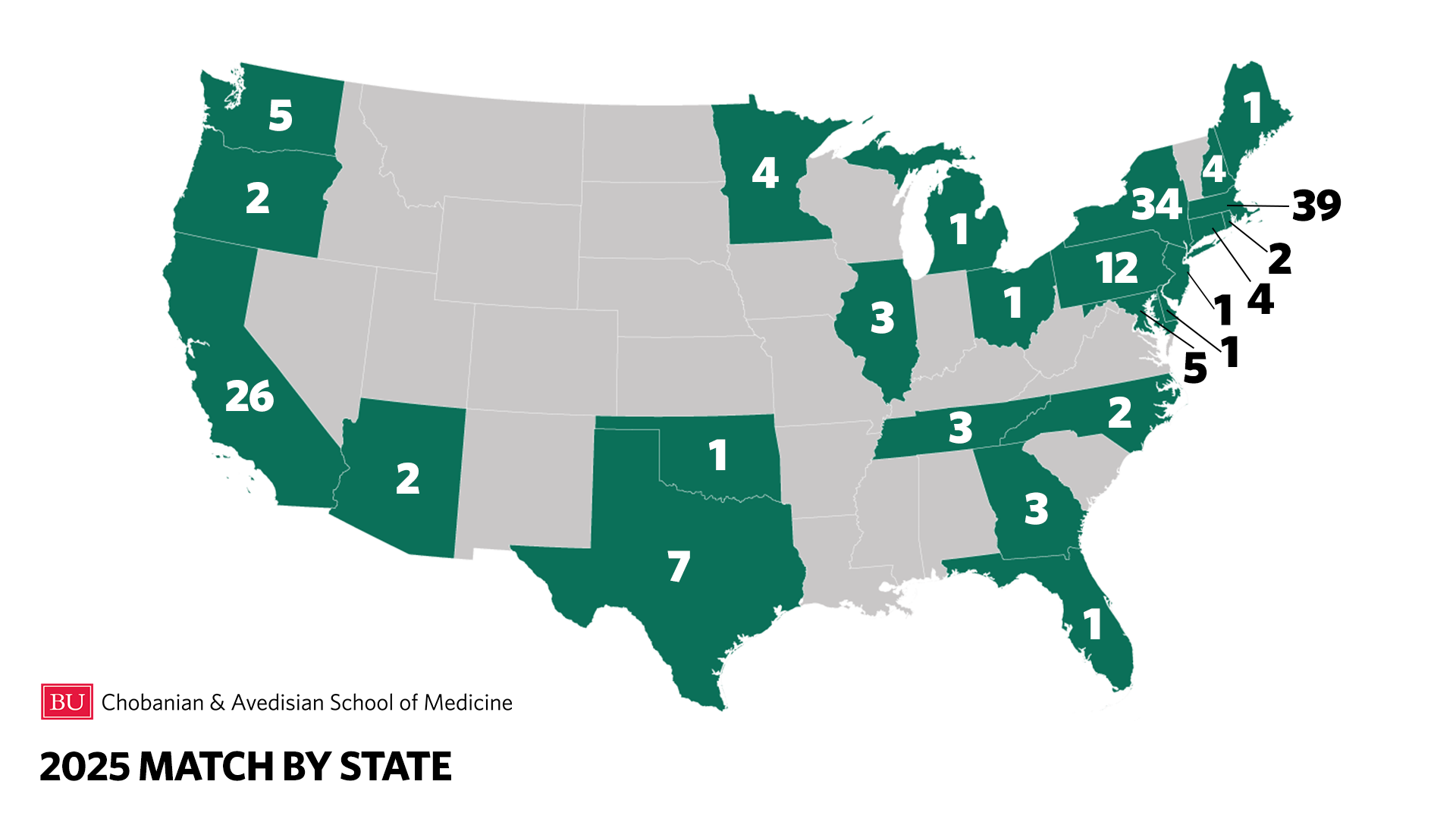 map of states where students matched