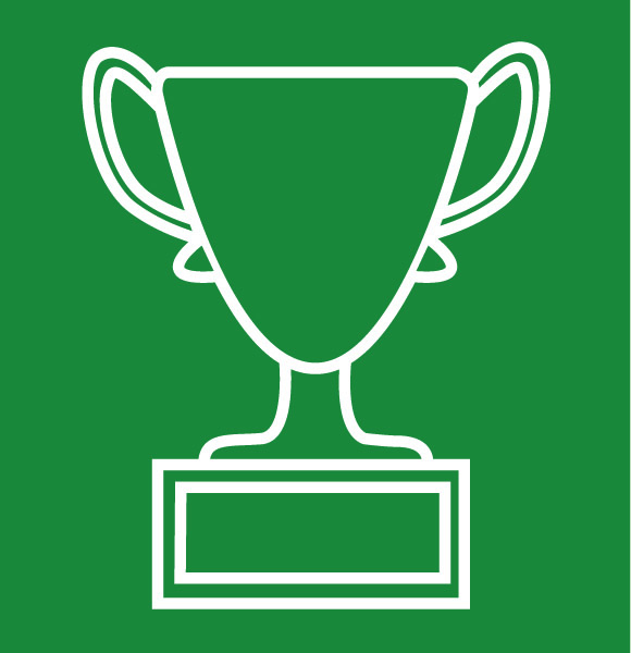 forest green background white outline of trophy