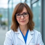 Christine Phillips head and shoulders in whitecoat