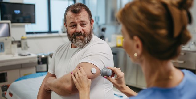 A man getting his glucose checked