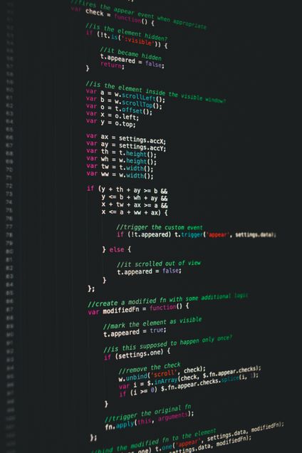 black background with computer text in red, white and green