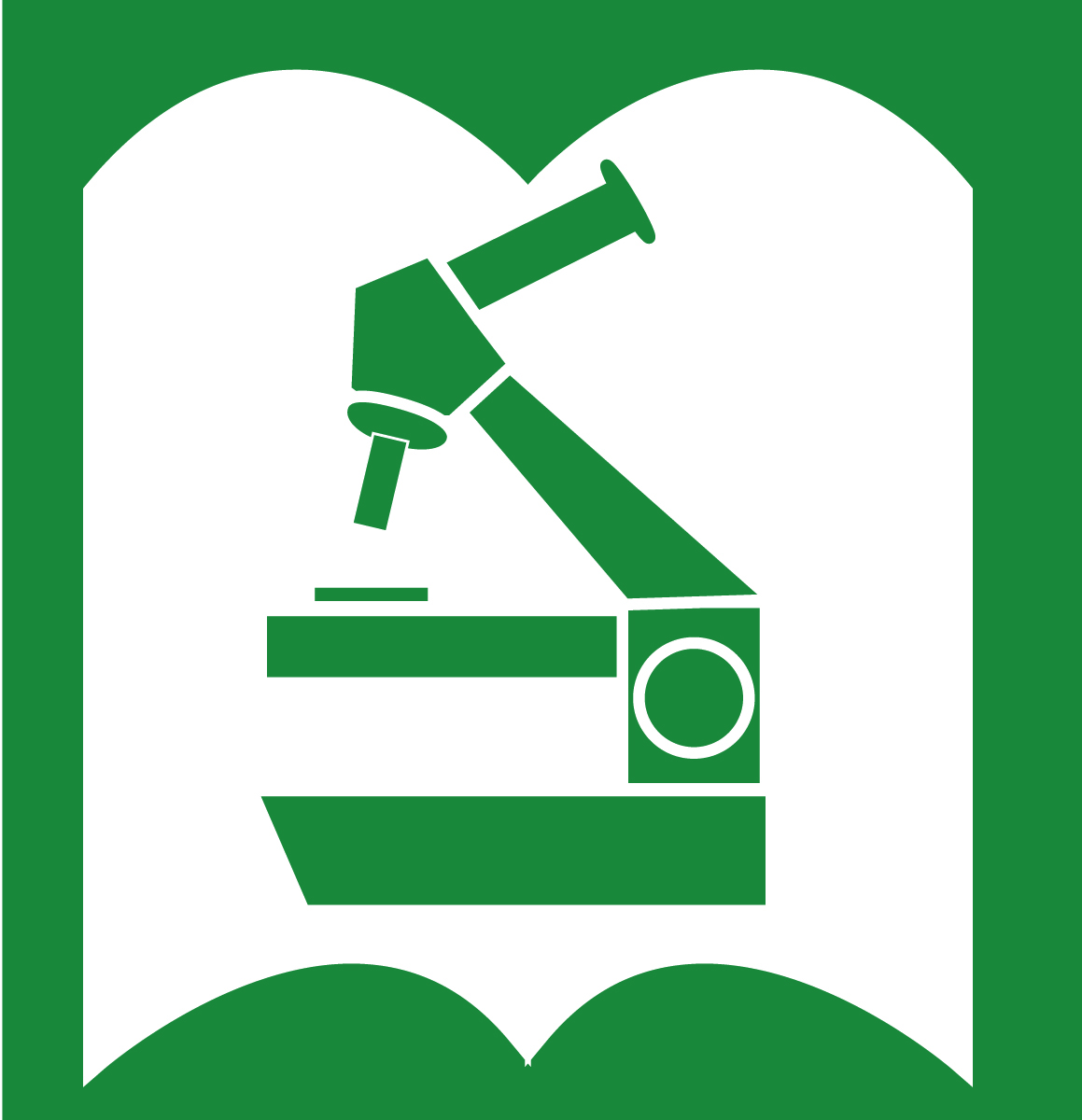 Illustration of a microscope imposed over an open book