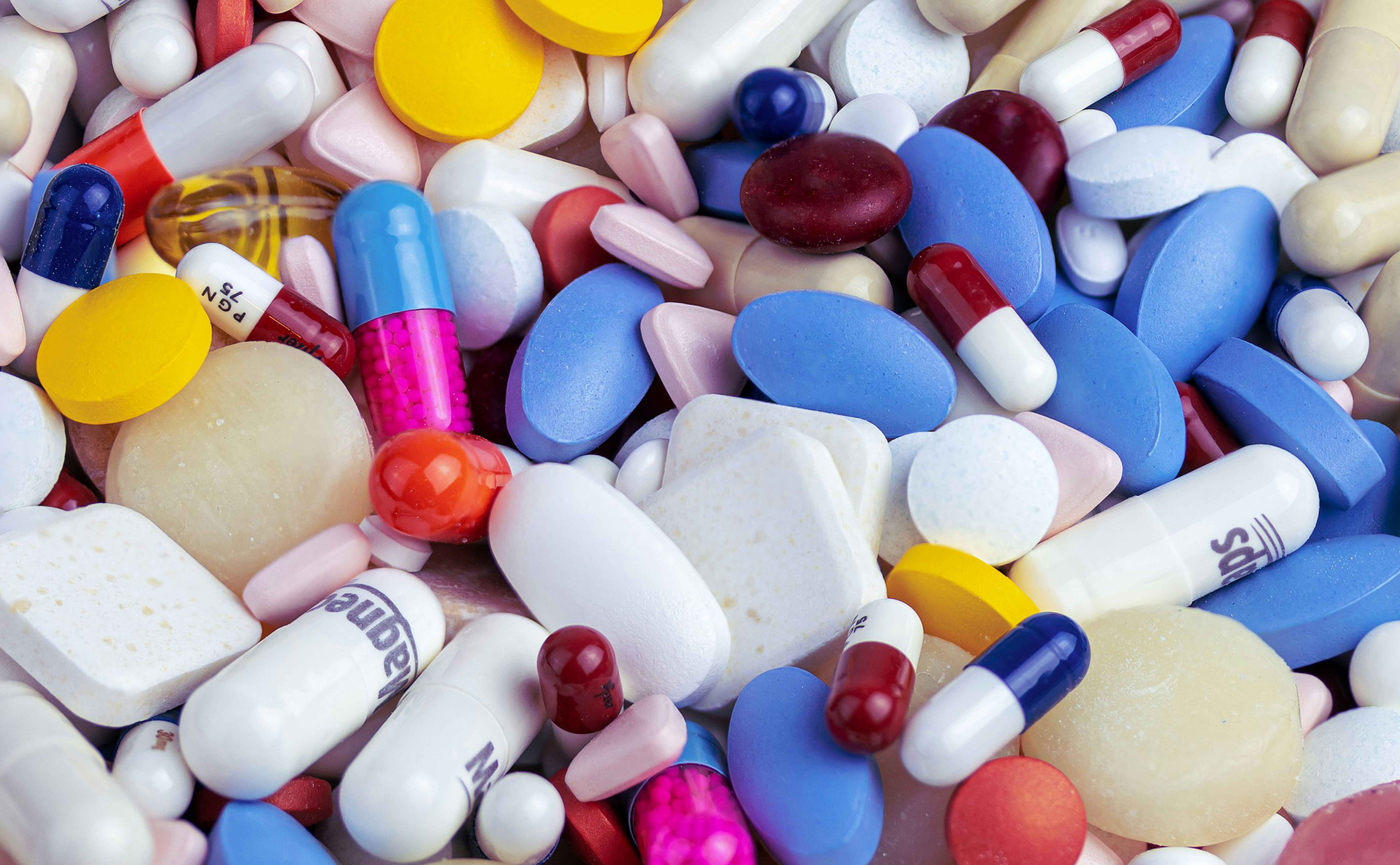 large quantity of mulicolored pills and capsules