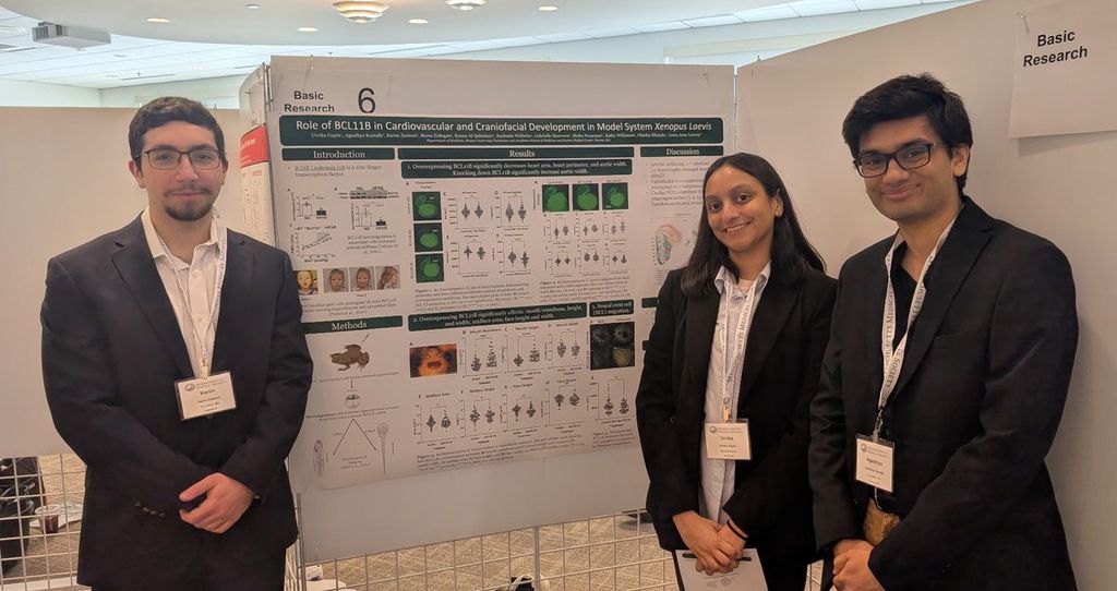 students standing in front of poster