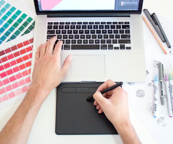 color swatches, macbook, colored markers