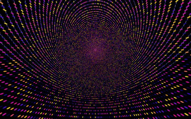 abstract purple blue gold dashes against black background