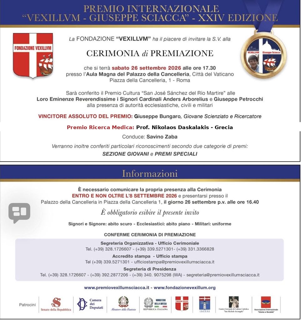 Invitation to award ceremony in italian